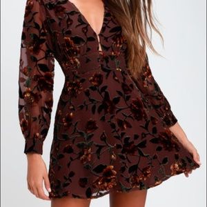 Vivian Plum Purple Burnout Velvet Floral Print Skater Dress by ASTR the label